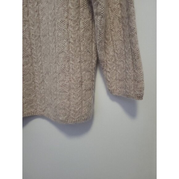 Jeanne Pierre Cable Knit Sweater Lambs Wool Angora Turtleneck Oatmeal Small - Picture 6 of 7